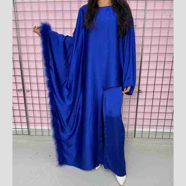 Asymmetric Feather Detail 2 Piece Modesty Set