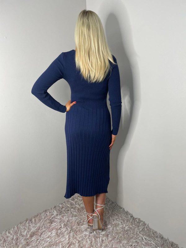 RIBBED FLARED DRESS WITH GOLD BUTTONS - Image 11