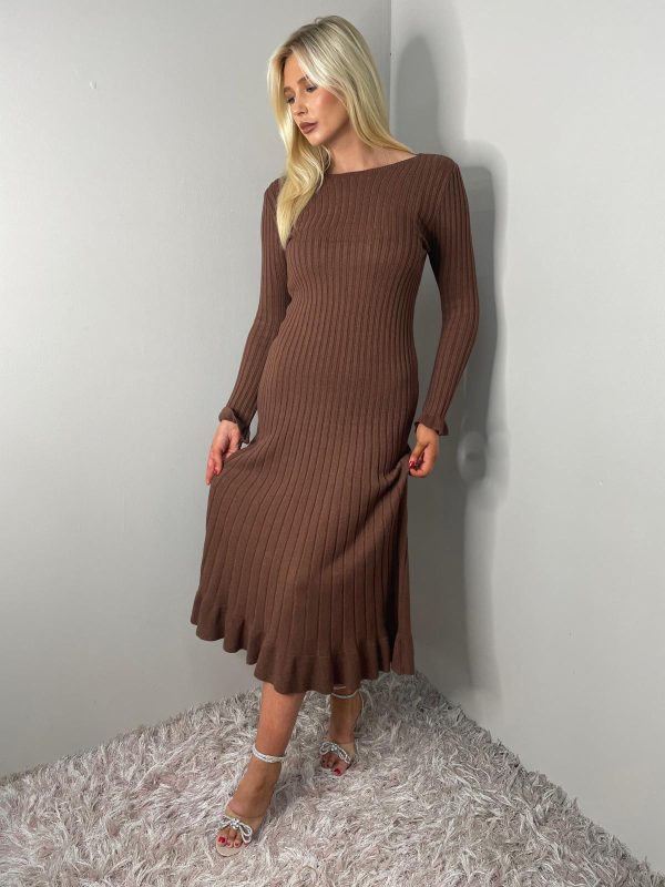 STRETCHABLE RIBBED FLARED DRESS - Image 10