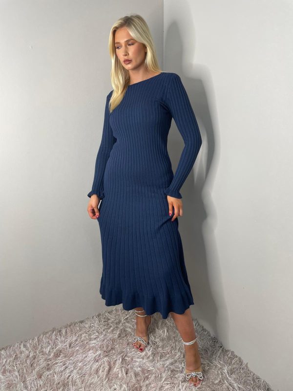 STRETCHABLE RIBBED FLARED DRESS - Image 8