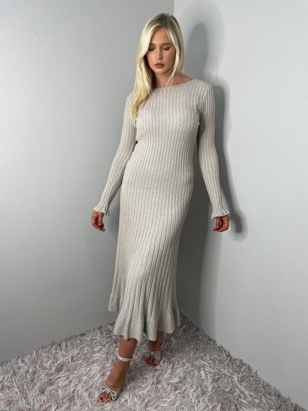 STRETCHABLE RIBBED FLARED DRESS - Image 3