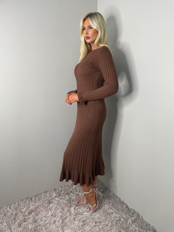 STRETCHABLE RIBBED FLARED DRESS - Image 9