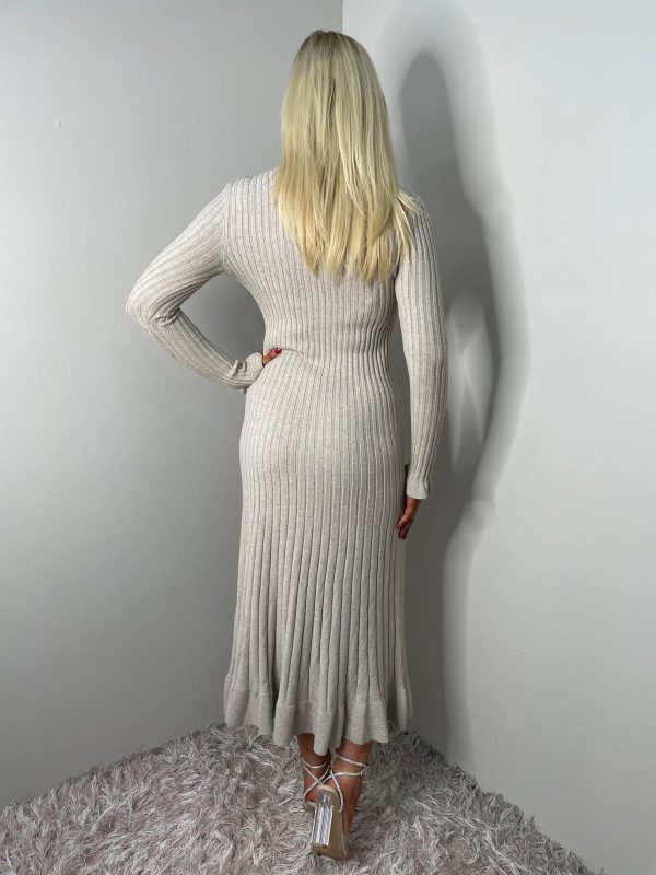 STRETCHABLE RIBBED FLARED DRESS - Image 4