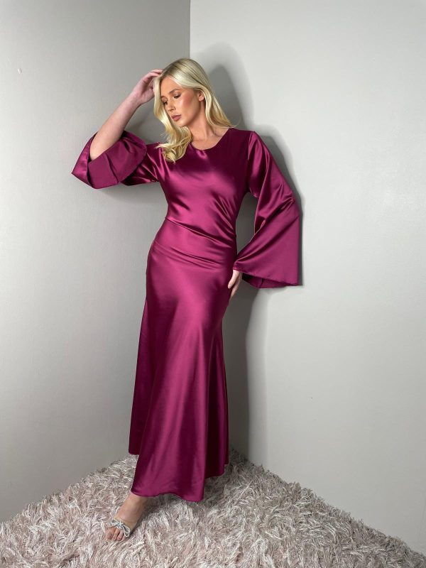 Heavy Satin Tie Back Dress