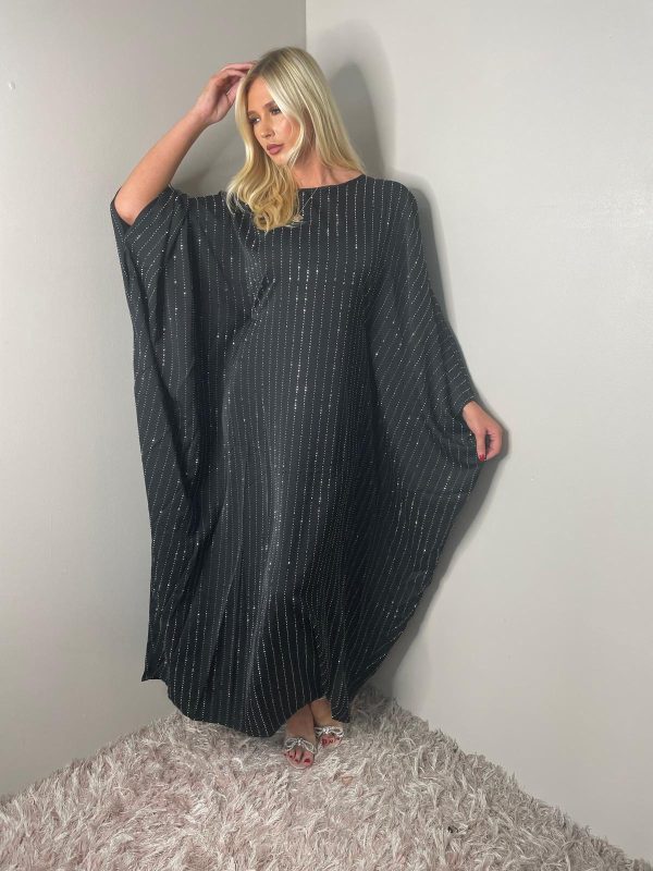 Silver stone Embellished  Batwing Abaya - Image 6