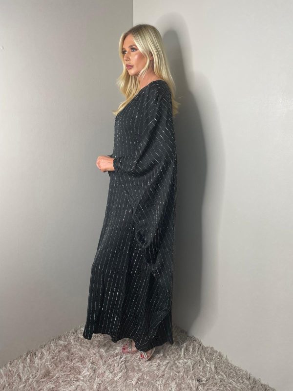 Silver stone Embellished  Batwing Abaya - Image 5