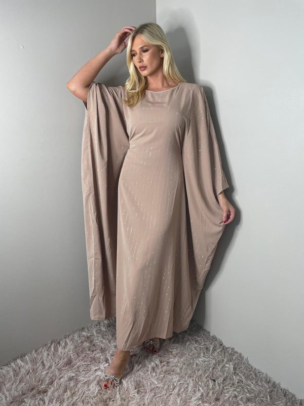 Silver stone Embellished  Batwing Abaya