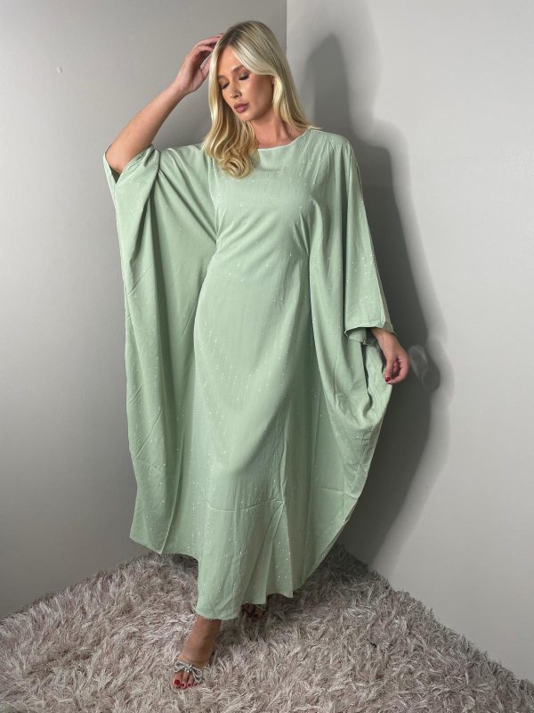 Silver stone Embellished  Batwing Abaya - Image 2