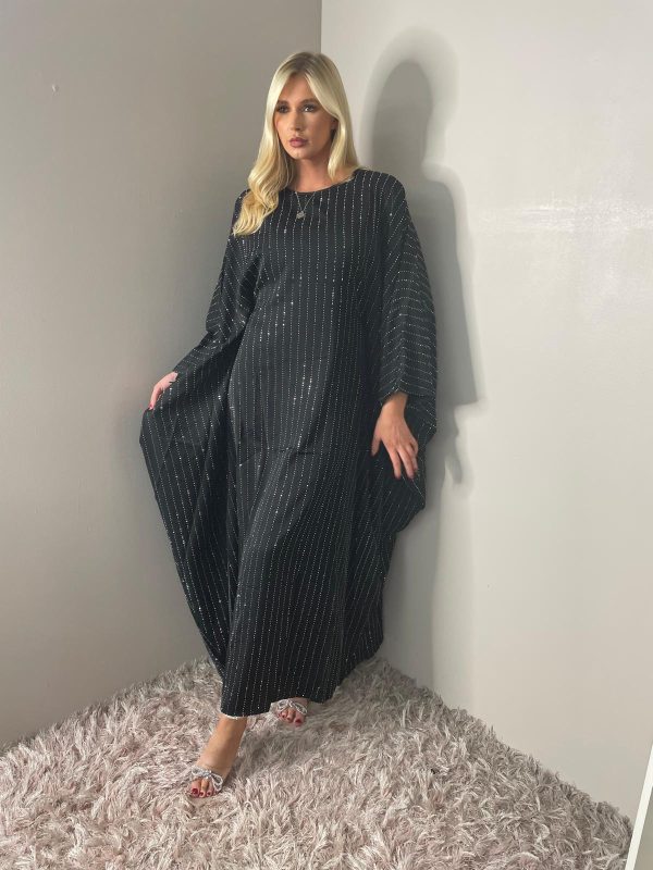 Silver stone Embellished  Batwing Abaya - Image 7