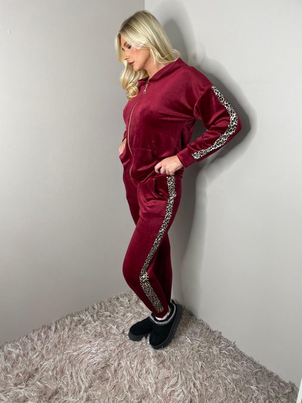 LEOPARD PRINT SIDE STRIPE VELOUR TRACKSUIT - Image 3