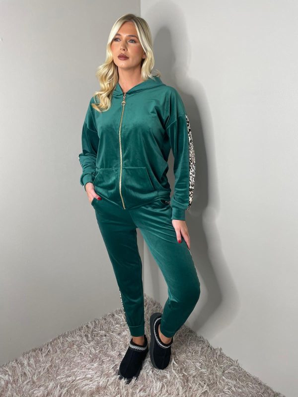 LEOPARD PRINT SIDE STRIPE VELOUR TRACKSUIT - Image 8