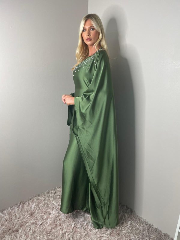 Ladies Occasion wear Diamante Belted Waist Butterfly Abaya - Image 6