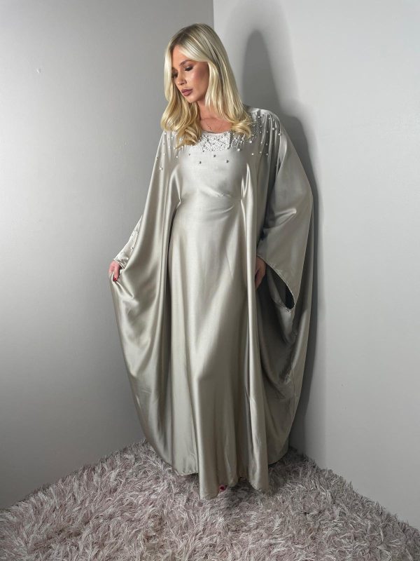 Ladies Occasion wear Diamante Belted Waist Butterfly Abaya - Image 5