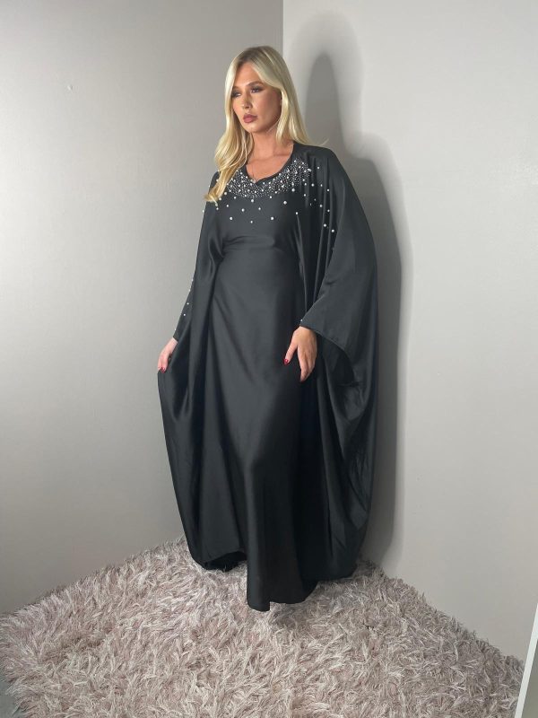 Ladies Occasion wear Diamante Belted Waist Butterfly Abaya - Image 3