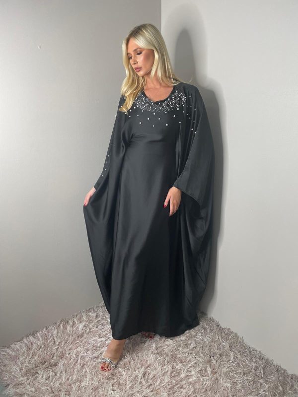 Ladies Occasion wear Diamante Belted Waist Butterfly Abaya - Image 2