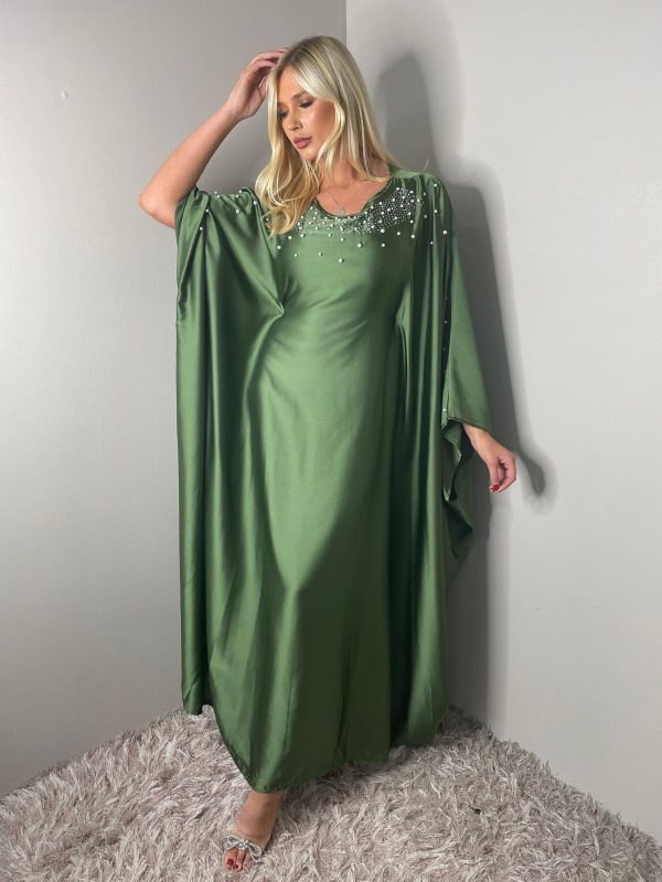 Ladies Occasion wear Diamante Belted Waist Butterfly Abaya - Image 7
